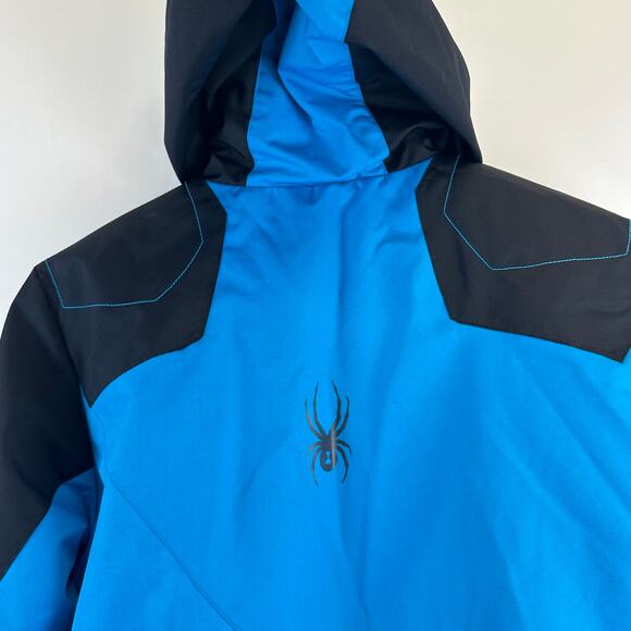 Spyder Leader Full Zip Insulated Winter Jacket Blue Black Colorblock Youth 14 - Picture 11 of 16